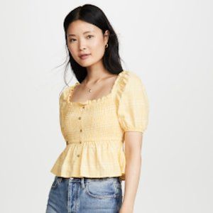 New Fifth Label Hummingbird Check Top Color: Daffodil/White Size: L